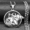 201 Stainless Steel Pendant Necklaces, Flat Round with Cat, Stainless Steel Color, 23.66 inch(60.1cm)