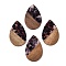 Transparent Resin & Walnut Wood Big Pendants, with Glitter Powder, Teardrop, Coconut Brown, 51.5x33~33.5x3.5mm, Hole: 2mm
