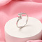 Brass Micro Pave Cubic Zirconia Open Cuff Rings for Women, Heart, Platinum, 8.5mm, Inner Diameter: 17.5mm