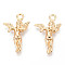 Brass Pendants, Cadmium Free & Nickel Free & Lead Free, Angel, Real 18K Gold Plated, 26.5x17x4mm, Hole: 2.4mm