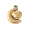 304 Stainless Steel Pendants, Moon with Heart Charm, PVD Vacuum Plating, Real 18K Gold Plated, 18.5x14x3.5mm, Hole: 2mm