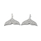 Brass Micro Pave Clear Cubic Zirconia Pendants, Cadmium Free & Nickel Free & Lead Free, Fishtail Shape Charms, Real Platinum Plated, 14x19x1.5mm, Hole: 4mm