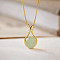 Lucky Bag Brass with Glass Imitation Jade Pendant Necklaces for Women, Golden, 17.72 inch(45cm)