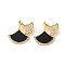Brass Micro Pave Cubic Zirconia Pendants, with Acrylic, Long-Lasting Plated, Golden, Leaf, Black, 16x19.5x5mm, Hole: 5x2.5mm