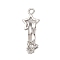 Brass Micro Pave Clear Cubic Zirconia Interlocking Clasps, Cadmium Free & Nickel Free & Lead Free, Star, Platinum, 25mm, Hole: 1.8mm and 1.2mm