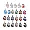 Natural & Synthetic Gemstone Pendants, with Platinum Tone Brass Findings, Lead Free & Cadmium Free, Teardrop with Dragonfly Charms, Mixed Dyed and Undyed, 40~40.5x26~26.5x9~9.5mm, Hole: 5x7mm