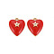 Brass Micro Pave Clear Cubic Zirconia Charms, with Enamel, Nickel Free, Heart with Star, Real 18K Gold Plated, 13x11x3mm, Hole: 1.2mm