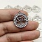 Constellation Themes Alloy Rhinestone Pendants, Flat Round Charms, Silver, Libra, 24x21mm