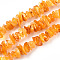 Natural Amber Beads Strands, Chip, Orange, 1~5x7~15.5x6~8mm, Hole: 0.6mm, about 120~122pcs/strand, 15.28~15.8''(38.8~39.5cm)