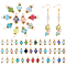 180Pcs 9 Colors Electroplate Glass Pendants, Faceted Rondelle Charms with Golden Tone Brass Loops, Mixed Color, 15x7.5~8mm, Hole: 3mm, 20Pcs/color