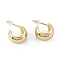 Brass Stud Earrings, Long-Lasting Plated, Ring, Real 18K Gold Plated, 12.5x7.5mm, Pin: 0.7mm