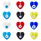 12Pcs 6 Colors Handmade Evil Eye Lampwork Pendants, Heart, Mixed Color, 36x35x7.5mm, Hole: 3.5mm, 2pcs/color