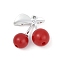 Alloy & Acrylic Pendants, Cherry, Platinum, 29.5x29x13.5mm, Hole: 2mm