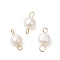 Natural Cultured Freshwater Pearl Two Sides Polished Connector Charms, with 304 Stainless Steel Double Loops, Creamy White, Golden, 14.5x7mm, Hole: 2.5mm