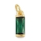 Brass with Cubic Zirconia Pendants, Rectangle Charms, with Jump Ring, Rack Plating, Long-Lasting Plated, Lead Free & Cadmium Free, Real 18K Gold Plated, 12x4x3.5mm, Hole: 3.5mm