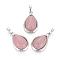 Natural Rhodochrosite Pendants, with Brass Findings, teardrop, Platinum, 26x16~17x8~10mm, Hole: 8x5mm