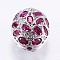 Brass Micro Pave Cubic Zirconia Beads, Oval, Platinum, 22x17x10.5mm, Hole: 2mm