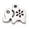 304 Stainless Steel Charms, Manual Polishing, with Crystal Rhinestone, Elephant, Stainless Steel Color, 11x12x1.2mm, Hole:1.8mm