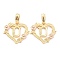 Real 18K Gold Plated Brass  Pendants, Heart with Alphabet, Letter.U, 18x20x3mm, Hole: 6.5x3mm