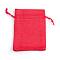 Polyester Imitation Burlap Packing Pouches Drawstring Bags, for Christmas, Wedding Party and DIY Craft Packing, Red, 14x10cm