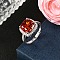 925 Sterling Silver Pave Cubic Zirconia Finger Rings, Real Platinum Plated, Square, US Size 7 1/2(17.7mm), Square: 13x13.5mm