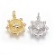 Brass Micro Pave Cubic Zirconia Pendants, with Jump Ring, Flat Round with Star, Clear, Mixed Color, 18x16x2mm, Hole: 2.5mm