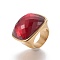 Ion Plating(IP) 304 Stainless Steel Finger Rings, with Faceted Glass, Red, Size 6~9, 16~19mm