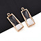 Glass Pendants, with Brass Findings, Faceted, Rectangle, Golden, Clear, 26x9x5mm, Hole: 1.6mm