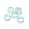 MIYUKI & TOHO Handmade Japanese Seed Beads, with 304 Stainless Steel Link Rings, Loom Pattern, Ring, Silver, Pale Turquoise, 14.5~15x1.7mm