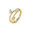Sterling Silver Pave Cubic Zirconia,Teardrop Rings, Perfect for Date and Daily Wear, Golden, US Size 9(18.9mm)