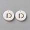 Natural Freshwater Shell Pendants, Flat Round with Letter, Letter.D, 12x1.5mm, Hole: 1mm