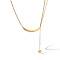 304 Stainless Steel Curved Bar Pendant Necklaces, Tassel Ball Necklaces for Women, Golden, 16.54 inch(42cm)