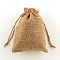 Polyester Imitation Burlap Packing Pouches Drawstring Bags, Peru, 13.5x9.5cm