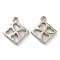 CCB Plastic Pendants, Rhombus with Heart Charm, Platinum, 32x27x4mm, Hole: 2mm