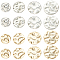 32Pcs 4 Sizes Brass Links Connectors, Flat Round, Twist Round, Platinum & Golden, 12~18x1mm, Hole: 1.4mm, 4pcs/style