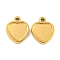 Ion Plating(IP) 304 Stainless Steel Pendant Cabochon Settings, Heart, Real 18K Gold Plated, Tray: 8x9mm, 13x11x2mm, Hole: 1.8mm