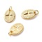 Brass Pendants, with Jump Ring, Cadmium Free & Lead Free, Oval with Grooved Four Point Star, Real 18K Gold Plated, 14.5x11x1.5mm, Hole: 3.5mm