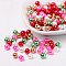 Christmas Mix Pearlized Glass Pearl Beads, Mixed Color, 6mm, Hole: 1mm, about 200pcs/bag