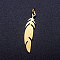 201 Stainless Steel Pendants, Stamping Blank Charms, with Unsoldered Jump Rings, Feather, Golden, 26x6x1mm, Hole: 3mm, Jump Ring: 5x0.8mm