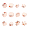 Brass Beads, Flat Round & Star & Heart & Square & Crown & Hexagon, Rose Gold, 6.8x5.2x1.1cm, 5pcs/shape, 30pcs/box