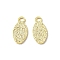 Brass Charms, Oval Charms, Real 24K Gold Plated, 9x4x0.6mm, Hole: 1mm