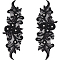 GORGECRAFT 2Pcs 3D Flower Beaded Lace Applique Pearl Embroidery Bridal Lace Sew on Patches Tulle Floral Net Gauze Fabric Decal Mesh Trim for Sewing Cloth Wedding Dress Garment DIY Decoration Black
