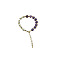 Natural Amethyst Round Beaded Bracelet, Golden, 7-1/8~9-1/8 inch(18~23cm)