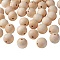 Unfinished Wood Beads, Natural Wooden Loose Beads Spacer Beads, Lead Free, Round, Moccasin, 30mm, Hole: 5~7mm