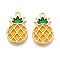 Alloy Pendants, with Epoxy Resin, Cadmium Free & Lead Free, Pineapple, Golden, Gold, 27.5x16.5x1.5mm, Hole: 2mm