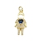 Brass Micro Pave Cubic Zirconia Pendants, Boy, Long-Lasting Plated, Lead Free & Cadmium Free, Rack Plating, with Jump Ring, Blue, 23x10x5mm, Hole: 3.5mm