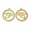 Ion Plating(IP) 304 Stainless Steel Pendants, Flat Round with Eye of Horus Charm, Real 18K Gold Plated, 28x24.5x1.5mm, Hole: 2mm