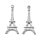 304 Stainless Steel Pendants, Eiffel Tower Charm, Anti-Tarnish, Stainless Steel Color, 22x10x2mm, Hole: 1.5mm