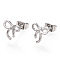 Brass Stud Earrings for Women, Bowknot, Platinum, 10x10mm