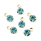 Brass Glass Charms, Flat Round, Rack Plating, Long-Lasting Plated, Real 18K Gold Plated, Faceted, Deep Pink, 6x4x3mm, Hole: 1mm